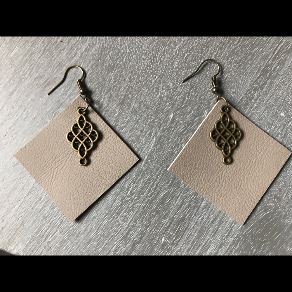 Taupe Handmade Leather Earrings